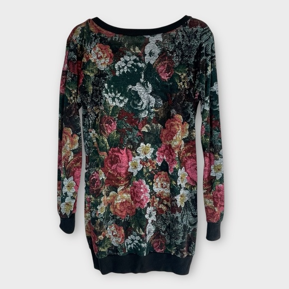 Xhilaration Floral Longline Sweater Tunic Dress Women’s Medium Multicolor - Picture 3 of 6